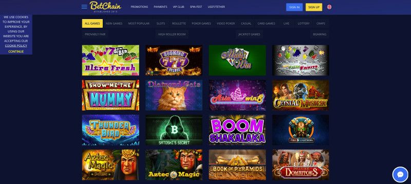 Betchain casino screenshot